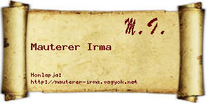 Mauterer Irma névjegykártya